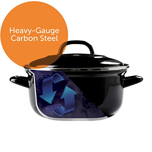 BK Indigo Aluminum Heavy-Gauge Carbon Steel, Induction, 5.5QT Nonstick Glaze Dutch Oven, Dishwasher Safe, Black