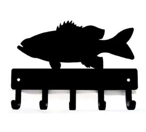the metal peddler bass fish key rack hanger - large 9 inch wide - made in usa; wall mount