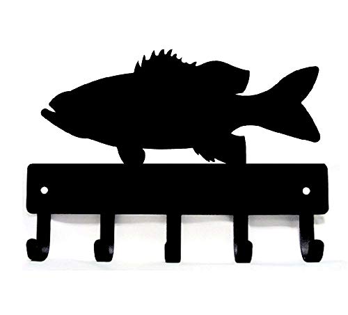 The Metal Peddler Bass Fish Key Rack Hanger - Large 9 inch Wide - Made in USA; Wall Mount