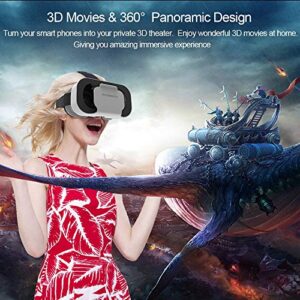 VR Headset for Cellphone, Universal Adjustable Lightweight VR Glasses Without Headphone for Mobile Games & Movies, Compatible 4.7-6.2 inch iPhone or Android, White