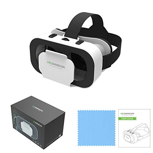 VR Headset for Cellphone, Universal Adjustable Lightweight VR Glasses Without Headphone for Mobile Games & Movies, Compatible 4.7-6.2 inch iPhone or Android, White