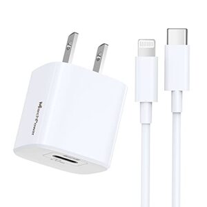 iphone fast charger - mfi certified 6ft usb-c to lightning cable - pd3.0 20w type-c quick charging block super rapid speed charge plug and cord compatible with iphone ipad 14 13 12 se 11 pro max xs xr