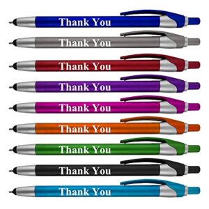 thank you greeting gift stylus pens for touchscreen devices - 2 in 1 combo pen - for employee appreciation, events and parties, imprinted "thank you" on each pen, 100 pack