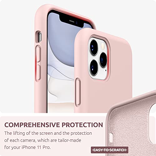 SURPHY Silicone Case Compatible with iPhone 11 Pro Max Case 6.5 inch, Liquid Silicone Full Body Thickening Design Phone Case (with Microfiber Lining) for 11 Pro Max 2019 (Pink)