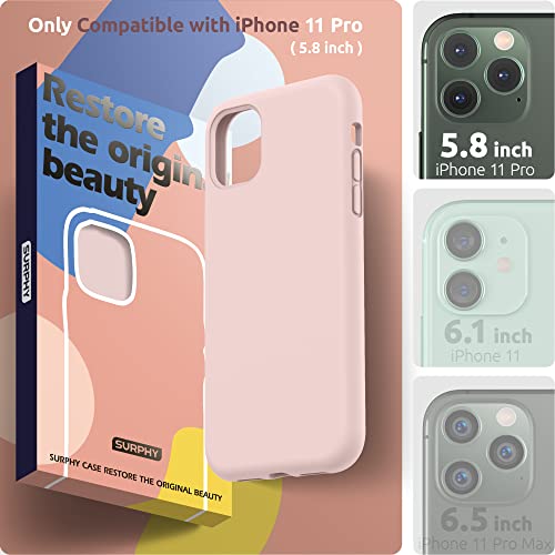 SURPHY Silicone Case Compatible with iPhone 11 Pro Max Case 6.5 inch, Liquid Silicone Full Body Thickening Design Phone Case (with Microfiber Lining) for 11 Pro Max 2019 (Pink)