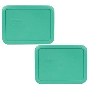 pyrex 7210-pc 3 cup green rectangle plastic food storage lid, made in usa - 2 pack