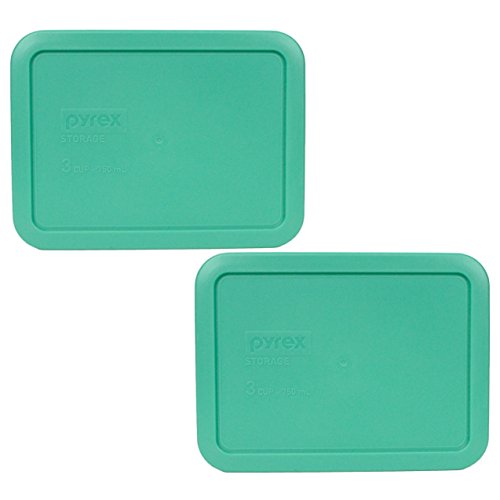 Pyrex 7210-PC 3 Cup Green Rectangle Plastic Food Storage Lid, Made in USA - 2 Pack