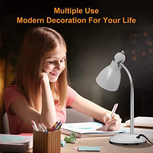 LEPOWER Metal Desk Lamp, Adjustable Goose Neck Table Lamp, Eye-Caring Study Desk Lamps for Bedroom, Study Room and Office (White)