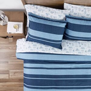 Nautica - Queen Comforter Set, Cotton Reversible Bedding with Matching Shams, Stylish Home Decor (Longpoint Blue, Queen)