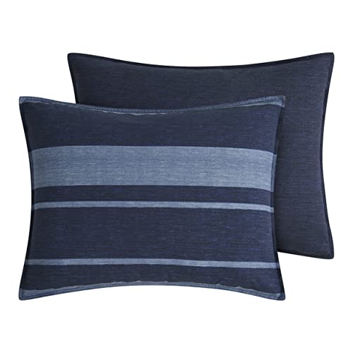 Nautica - Queen Comforter Set, Cotton Reversible Bedding with Matching Shams, Stylish Home Decor (Longpoint Blue, Queen)