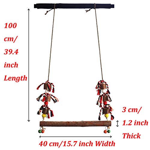 Large Chicken Swing Natural Wooden Colorful Chicken Toys for Hens Handmade Chewing Swing Toys with Bells for Bird Parrot Pet Trainning