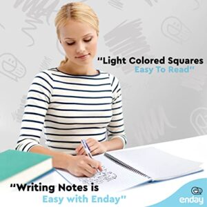 Emraw Graph Paper Notebooks Spiral Quad Ruled Grid Notebook Heavy Duty White Paper 100 Sheets Assorted Colors Wire Bound Graphing Books (Pack of 4)