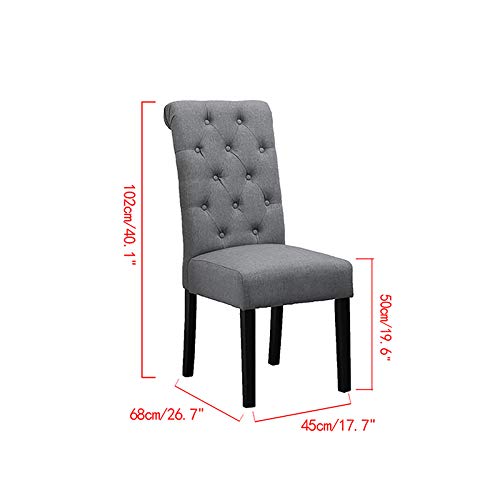 HomeSailing Modern 2 Grey Dining Room Chairs Set Only Kitchen Chairs Button Tufted with Fabric Upholstered Padded for Accent Restaurant with Solid Black Legs