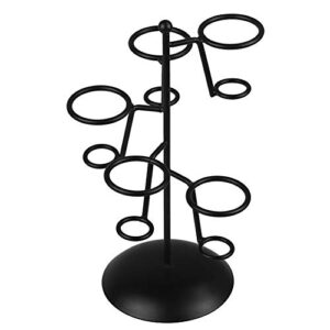 Black Iron Ice Cream Cone Holder Stand with Base 5 Holes to Display Snow Cones Sushi Hand Rolls Popcorn Candy French Fries Sweets Savory