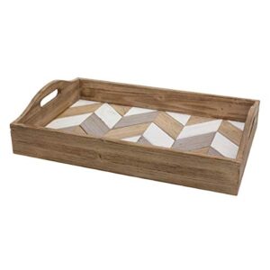 stonebriar rectangle multicolor chevron wood serving tray with handles, 18" x 12"