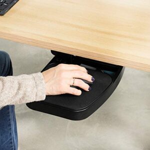 VIVO Black Adjustable Under Desk Mounted Pencil Drawer with Mouse Platform, Storage Tray Office Desk Organizer with Swivel, DESK-AC05M