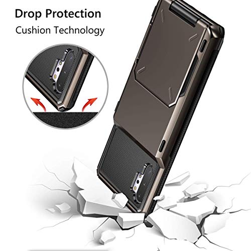 Vofolen Case for Galaxy Note 10+ 10 Plus Case Wallet 4-Slot Pocket ID Card Holder Scratch Resistant Dual Layer Protective Bumper Rubber Armor Hard Shell Cover for Samsung Galaxy Note 10 Plus Gun Metal