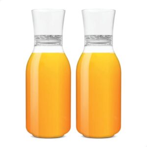 tossware pop 32oz carafe set of 2, premium quality, recyclable, unbreakable & crystal clear plastic drink pitcher