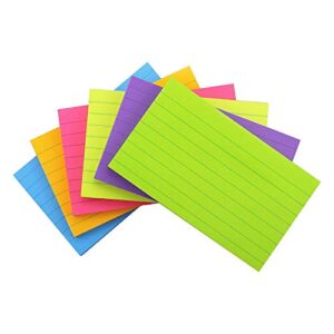 early buy lined sticky notes with lines 3x5 self-stick notes 6 bright color 6 pads, 70 sheets/pad