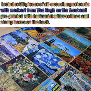 Postcards 30 Count Starry Night Van Gogh Postcard Self Mailer Postcards Mailing Side Travel Greeting Cards Famous Scenery Thanksgiving Traveling Cards Collection Postcards (Starry Night)