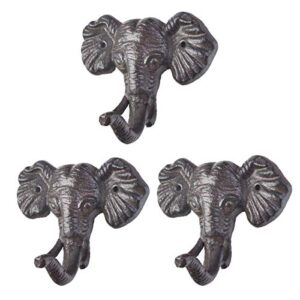 mechwares elephant decoration wall hook cast iron heavy duty coat | key | hat | scarf | bags | towel hanger for home | bedroom | bathroom | kitchen | laundry room | garage - pack of 3 with 6 screws