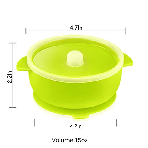 Sperric Silicone Suction Baby Bowl with Lid - BPA Free - 100% Food Grade Silicone - Infant Babies And Toddler Self Feeding