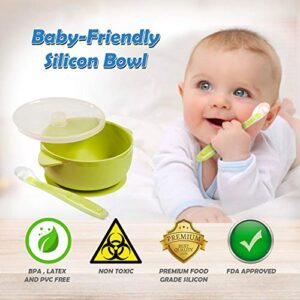 Sperric Silicone Suction Baby Bowl with Lid - BPA Free - 100% Food Grade Silicone - Infant Babies And Toddler Self Feeding