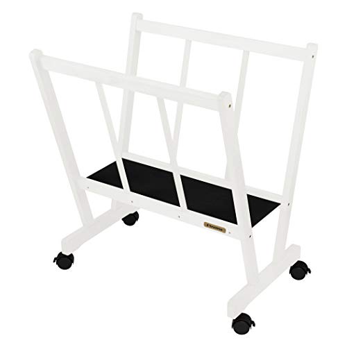 Creative Mark Firenze Wood Large Print Rack with Castors - Perfect for Display of Canvas, Art, Prints, Panels, Posters, Art Gallery Shows, Storage Rack - White