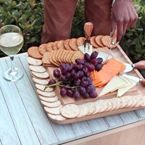 Bamboo Charcuterie Cheese Board and Knife Set, Serving Platter Tray with Cutlery Set, Housewarming Gifts, Entertaining Serving Dishes, Cheese Serving Plate, Large Cheese Charcuterie Board