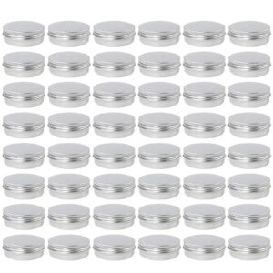 moretoes 48 pack 2 oz metal round tins aluminum tin cans containers with screw lid for salve, spices or candies