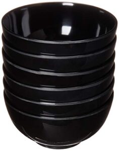 amuse home bayview essentials- unbreakable melamine classic bowls- set of 6 (black)