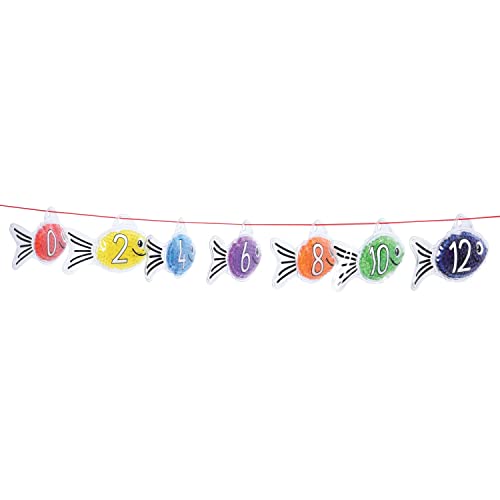 TickiT Rainbow Gel Number Fish - Set of 21 - 7 Colors - Teach Counting 0-20 with Numbers and Subitized Dots - Sensory Manipulative