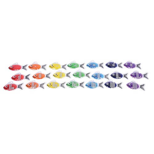 TickiT Rainbow Gel Number Fish - Set of 21 - 7 Colors - Teach Counting 0-20 with Numbers and Subitized Dots - Sensory Manipulative