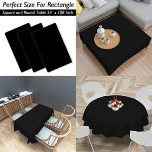 Plastic Tablecloths for Rectangle Tables 3 Pack 54" x 108" Party Table Cloths Disposable for 6 to 8 Foot Tables Indoor or Outdoor Parties Birthdays Weddings Christmas Anniversary Buffet Table (Black)