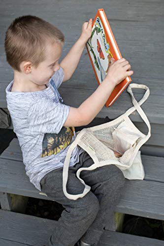 Reusable Mesh Grocery Shopping Bags - Organic Cotton Mesh Tote Bags - Net Farmers Market Bags with Reinforced Bottom - Mesh Mushroom Foraging Tote Bags - Portable Cotton French Market Tote (3 Bags)