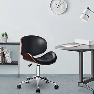 C-CHAIN Adjustable Modern Mid-Century Office Chair with Curved Seat/Back, Swivel Executive Chair, Rolling Computer Chair, Bent Wooden Accent Office Chair for Home and Office