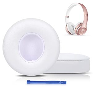 damex updated thickened solo wireless 2/3 replacement ear pads,earpads for beats solo 2/3 wireless headphone (white)
