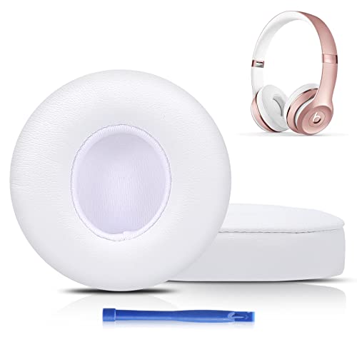 Damex Updated Thickened Solo Wireless 2/3 Replacement Ear Pads,earpads for Beats Solo 2/3 Wireless Headphone (White)