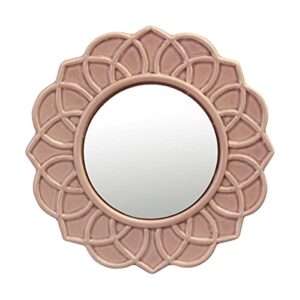 stonebriar decorative 9" dusty rose pink round floral ceramic accent wall mirror