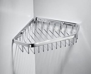 sanliv corner shower caddy basket,shampoo holder for shower wall,inside shower shelf bathroom organizer,solid brass material in polished chrome