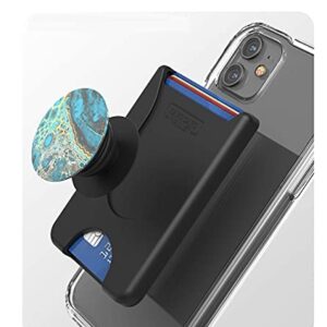 Encased Cell Phone Wallet, 4 Card System (Compatible with Circular Grip) Securely Holds IDs Business and Credit Cards - HardCard Reusable Adhesive Stick On Holder (Matte Black)