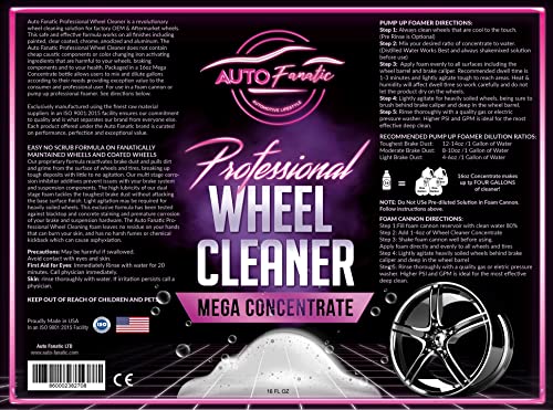 AUTO FANATIC Professional Foaming Wheel Cleaner - Wheel & Rim Cleaner for Car, Motorcycle, RV, SUV & Truck - Chemical Free Concentrated Formula Makes 4 Gallons - Use with Foam Cannon or Foam Sprayer