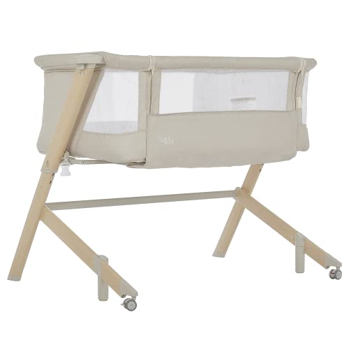 Evolur Stellar Bassinet and Bedside Sleeper, Easy to Fold and Carry, Lightweight and Portable Baby Bassinet, Height Adjustable, Mattress Pad Included, Beige