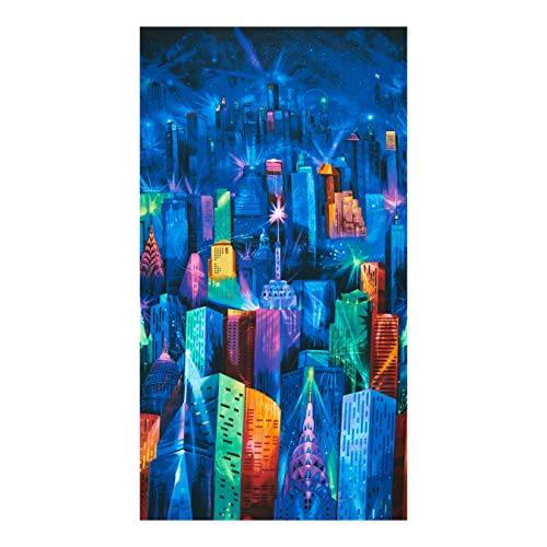 Timeless Treasures Nightlife 24in Panel Electric Skyline Multi Quilt Fabric