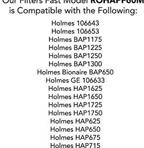 Filters Fast ROHAPF60M Air Purifier Filter Replacement Carbon Prefilter Compatible Replacement for Holmes HAPF60 Air Cleaner Filter 9x0.2x6 inch, 2-Pack