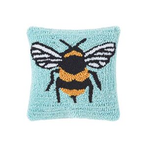 c&f home bumble bee hooked pillow petite tufted decor decoration throw pillow for couch chair living room bedroom 8 x 8 blue