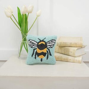 C&F Home Bumble Bee Hooked Pillow Petite Tufted Decor Decoration Throw Pillow for Couch Chair Living Room Bedroom 8 x 8 Blue