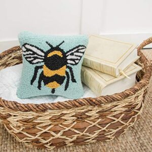 C&F Home Bumble Bee Hooked Pillow Petite Tufted Decor Decoration Throw Pillow for Couch Chair Living Room Bedroom 8 x 8 Blue
