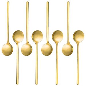 pack of 8, gold plated stainless steel espresso spoons, findtop mini teaspoons set for coffee sugar dessert cake ice cream soup antipasto cappuccino, 5.3 inch