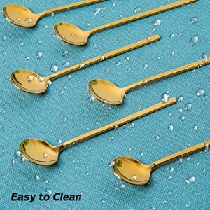 Pack of 8, Gold Plated Stainless Steel Espresso Spoons, findTop Mini Teaspoons Set for Coffee Sugar Dessert Cake Ice Cream Soup Antipasto Cappuccino, 5.3 Inch